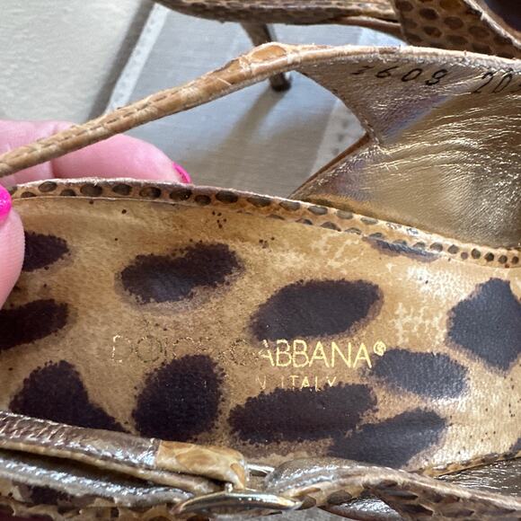 Dolce & Gabbana Brown Python Pointed-Toe Slingback Pumps Size 37 US 6.5 - Picture 4 of 8